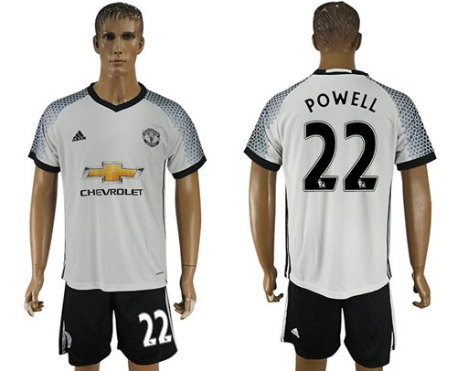 Manchester United #22 Powell White Soccer Club Jersey - Click Image to Close